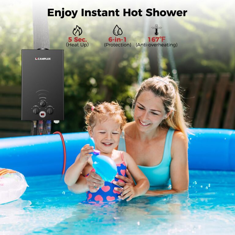 CAMPLUX Tankless Water Heater Propane, 2.64GPM Portable Water Heater for Off Grid, Camping, Outdoor Shower, 68,000 BTU Portable Hot Water Heater, BW264B, Black - Image 5