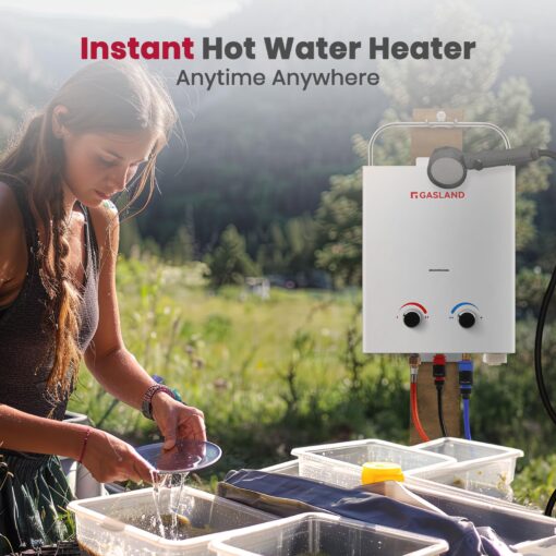 GASLAND 5L 1.32GPM Portable Propane Tankless Water Heater with 1.32GPM Water Pump and Pipe Strainer - Image 3