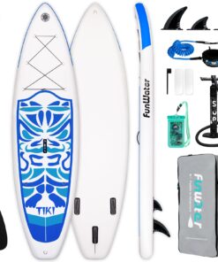 FunWater Inflatable 10'6×33"×6" Ultra-Light (17.6lbs) SUP for All Skill Levels Everything Included with Stand Up Paddle Board, Adj Floating Paddles, Pump, ISUP Travel Backpack, Leash,Waterproof Bag