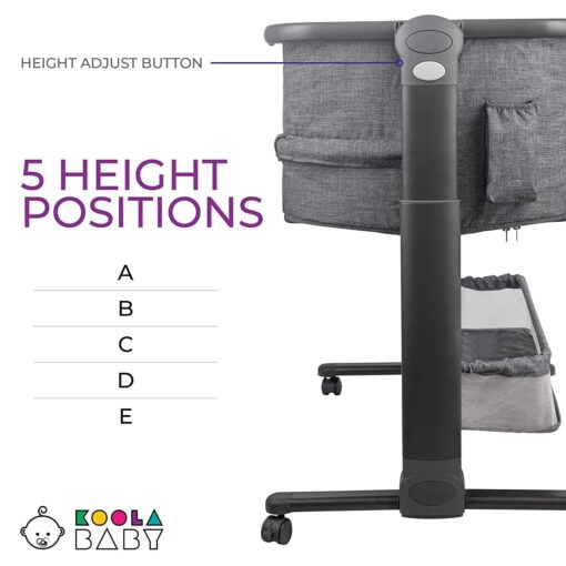 KoolerThings Baby Bassinet, Bedside Sleeper for Baby, Easy Folding Portable Crib with Storage Basket for Newborn, Bedside Bassinet, Comfy Mattress/Travel Bag Included (Bassinet) (Grey) - Image 4