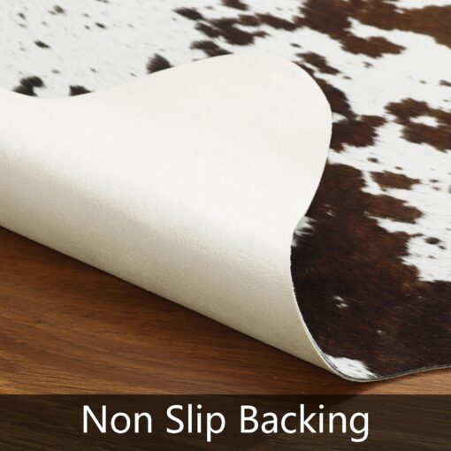 AROGAN White 6×7.2 Feet Faux Cow Print Rug Large - Cow Print Area Rug with No-Slip Backing, Large Animal Skin Rugs for Living Room, Offfice, Room Decor, Spots - Image 8