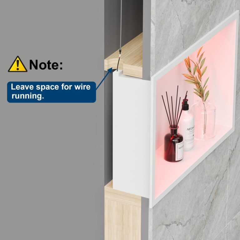 Neohomee White Stainless Steel Shower Niche 18x12Inch, Dimmable RGB Led Light Wall Niche, No Tile Needed Recessed Niche for Bathroom Storage Built-in Installation - Image 3