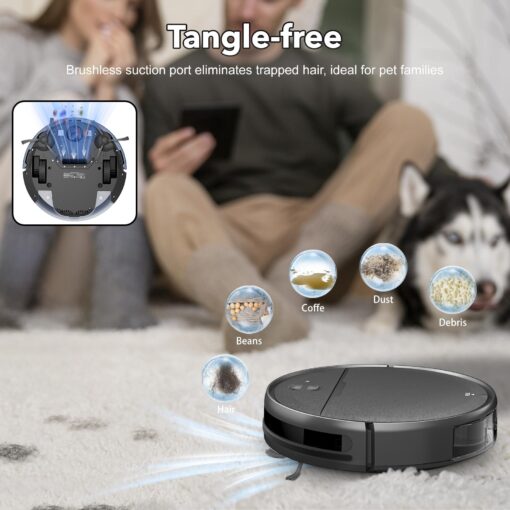 Robot Vacuum and Mop Combo, 2-in-1 Robot Vacuum Cleaner with Strong Suction, Compatible with APP/Home Integration, Schedule, Long battery life, Tangle-free, Ideal for Pet hair and Low Pile carpets - Image 4