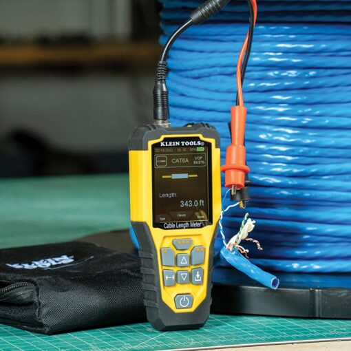 Klein Tools 501-915 Cable Tester, TDR Cable Length Meter Measures Electrical, Data, Two-Wire and Romex Cables, Includes Leads, Carrying Case - Image 7