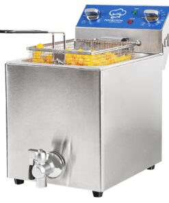 TOPKITCH 8.5Qt Electric Fryer with Oil Drain,30 Minutes Timer,Stretch forming oil tank,Lid and Solid Wire Mesh Basket,Medium Duty Commercial Electric Countertop Deep Fryers-120V,1800W