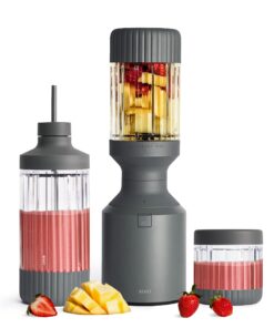 Beast Mega 1200 | Premium Countertop Blender | Smoothies, Shakes, Sauces, Dips, Soups | Blends Ice and Frozen Fruit | XL Vessel | Extra Vessels, Straw System Included | 1200W | (Charcoal, 120V)