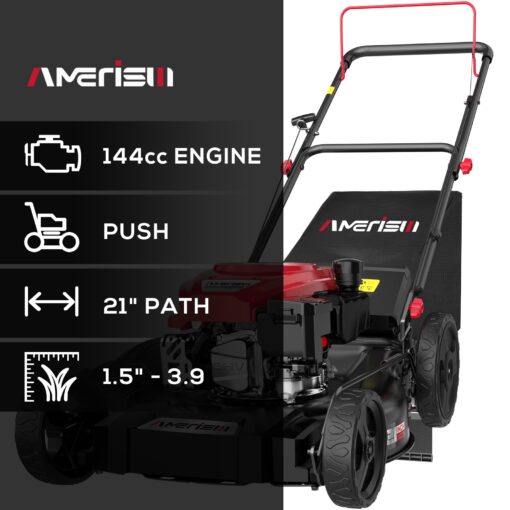 AMERISUN Gas Lawn Mower, 21" with 144cc 4-Cycle OHV Engine 3-in-1 Walk-Behind Push Lawn Mower (AV8621P1) - Image 9