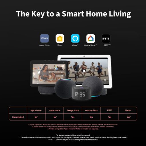 Aqara Smart Lock U100, Fingerprint Keyless Entry Door Lock with Apple Home Key, Touchscreen Keypad, Smart Electronic Deadbolt, IP65 Weatherproof, Supports Apple HomeKit, Alexa, Google, IFTTT, Silver - Image 4