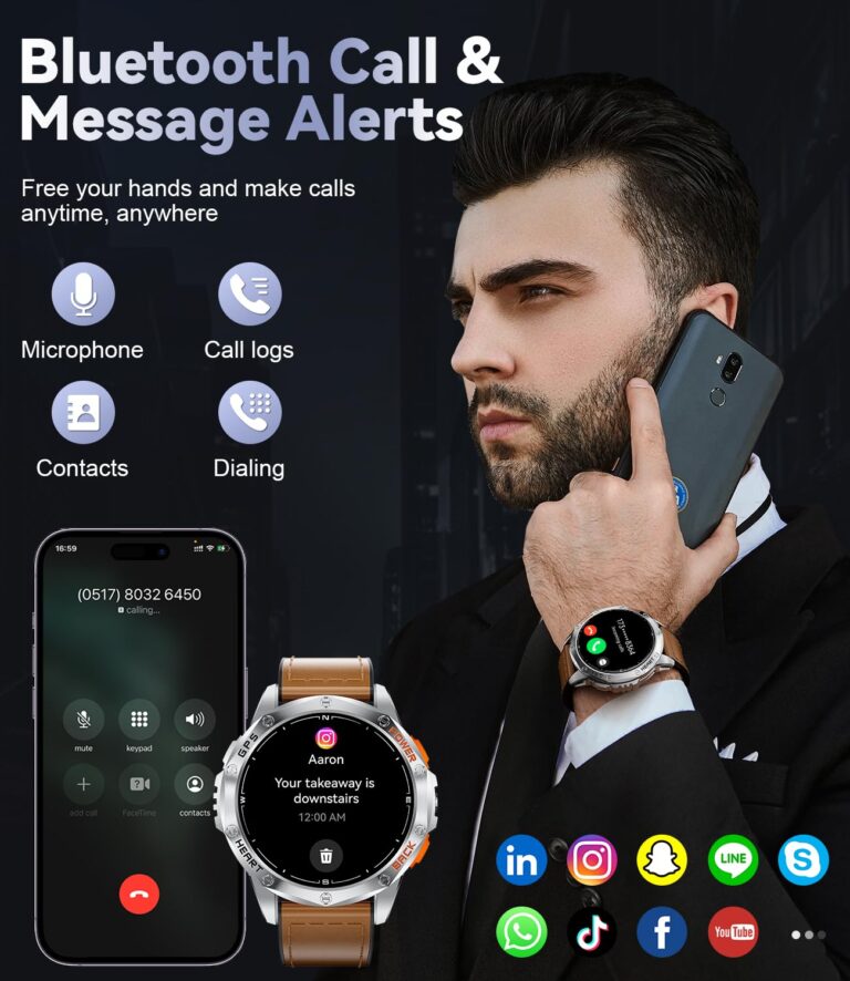 LIGE GPS Military Smart Watch for Men, LED Flashlight/Compass/45 Days Battery/IP68 Waterproof 1.43'' AMOLED Smartwatch, 100+ Sports Modes Fitness Smart Watch, Rugged Smart Watch for Android iOS - Image 3