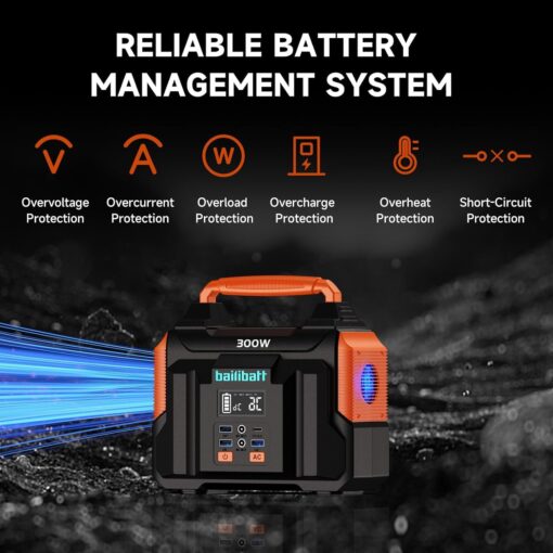 Portable Power Station 300W 257wh Lithium Battery Bailibatt Small Portable Generator for Home Use Camping Travel Emergency Hunting Outdoor, Large Power Bank with AC Outlet for Laptop - Image 4