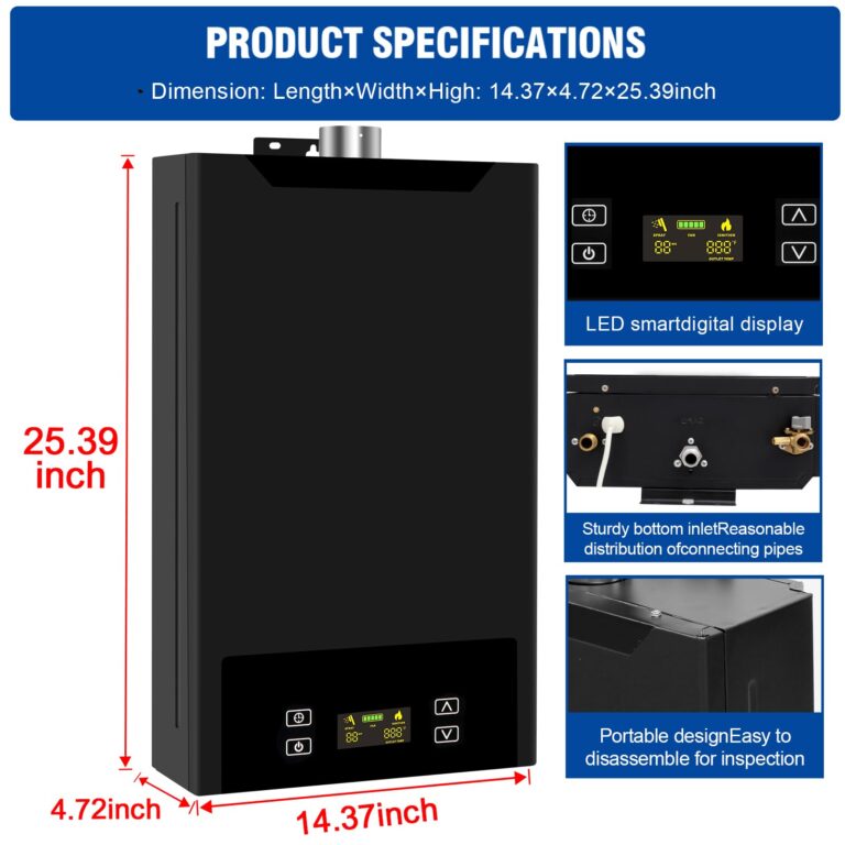 Tankless Water Heater Natural Gas,4.74GPM 18L Indoor,Instant Hot Gas Water Heater,Constant Natural Water Heater with Fahrenheit Digital Display,Multi-Protection (Black) - Image 7