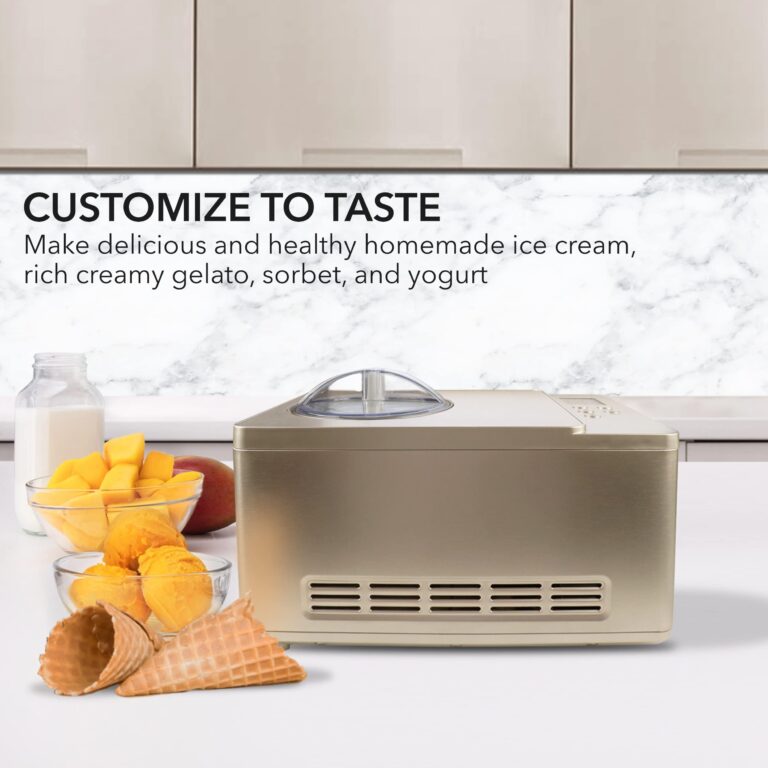 Whynter Ice Cream Maker Machine & Yogurt Automatic 2 Qt. with Built-in Compressor, LCD Digital Display & Timer, No Pre-Freezing, ICM-220CGY, Champagne Gold - Image 2