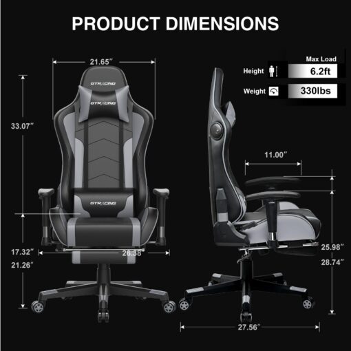 GTRACING Gaming Chair with Footrest Speakers Video Game Chair Bluetooth Music Heavy Duty Ergonomic Computer Office Desk Chair - Image 2