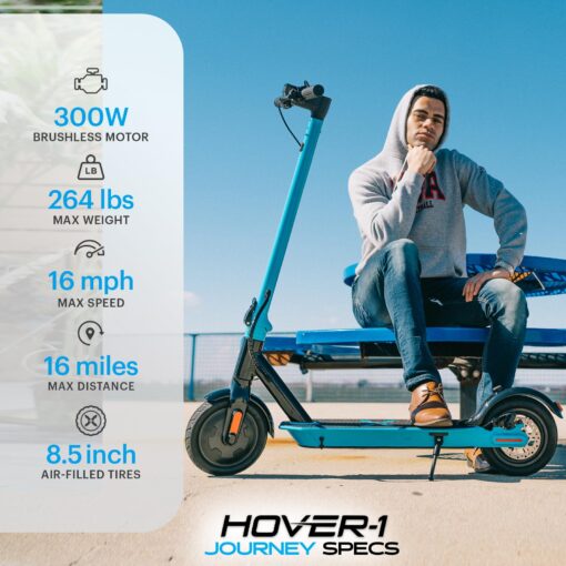 Hover-1 Journey Folding Electric Scooter | 15 MPH, 16 Mile Range, 5HR Charge, LCD Display, 8.5 Inch High-Grip Tires, 264LB Max Weight, Certified & Tested - Safe E Scooter for Kids, Teens & Adults - Image 6