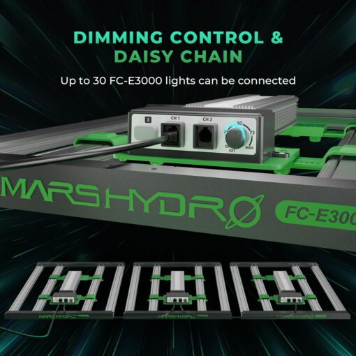 2025 New Version MARS HYDRO FC-E3000 300Watt LED Grow Light 3X3ft Full Spectrum Grow Light Bar, Smart Dimmable & Integrated Grow Lampe for Veg Bloom Flower, Achieve 2.8 umol/J - Image 5