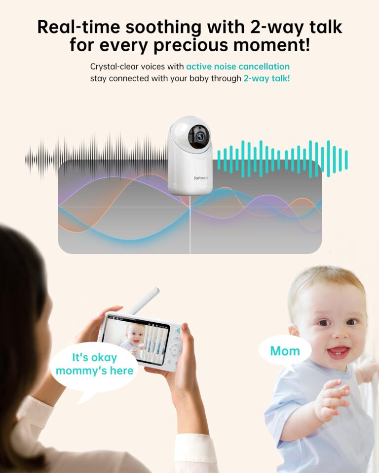 Jartoo 2K Video Baby Monitor with 2 Cameras and Audio, 3000ft Long Range Baby Monitor No WiFi, 5.5" Split Display, VOX - AI Cry Detect, ANR, IR Night Vision, 2-Way Audio, 6000mAh - Image 5