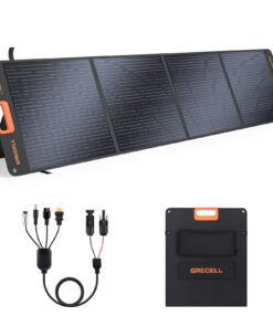 GRECELL 200W Portable Solar Panel for Power Station, Foldable Solar Charger w/ 4 Kickstands, IP65 Waterproof Solar Panel Kit w/DC XT60 Anderson Aviation Output for Outdoor RV Camper Blackout