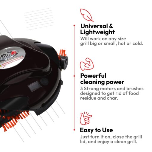 Grillbot Automatic Grill Cleaning Robot with Nylon Brushes, BBQ Grill Cleaner, Grill Brush, Grill Scraper, BBQ Accessories (Red Grillbot + Carry Case) - Image 5