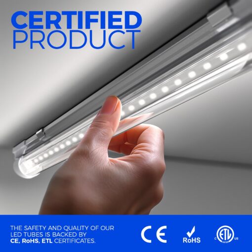 Barrina 8FT LED Shop Light, 72W 10000LM 6500K, Clear Cover Linkable LED Tube Lights, Integrated T8 Light Fixture, V Shape Ceiling Lights for Garage, Warehouse, Workshop, 6 Packs - Image 7