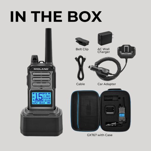 Midland GXT67 PRO GMRS Radio - Two-Way Midland Walkie Talkie - Repeater Capable, IP67 Waterproof, Active Noise Canceling, Hands-Free Operation, 99 Channels, 16-Hour Battery - Image 3