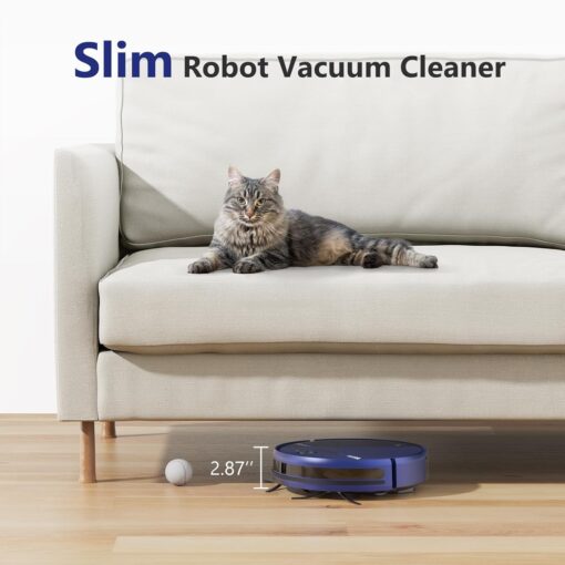 Robot Vacuum and Mop Combo, WiFi/App/Voice, Robotic Vacuum Cleaner with Schedule, 2 in 1 Mopping Robot Vacuum with Water Tank and Dustbin, Self-Charging, Slim, Ideal for Hard Floor, Pet Hair, Carpet - Image 2