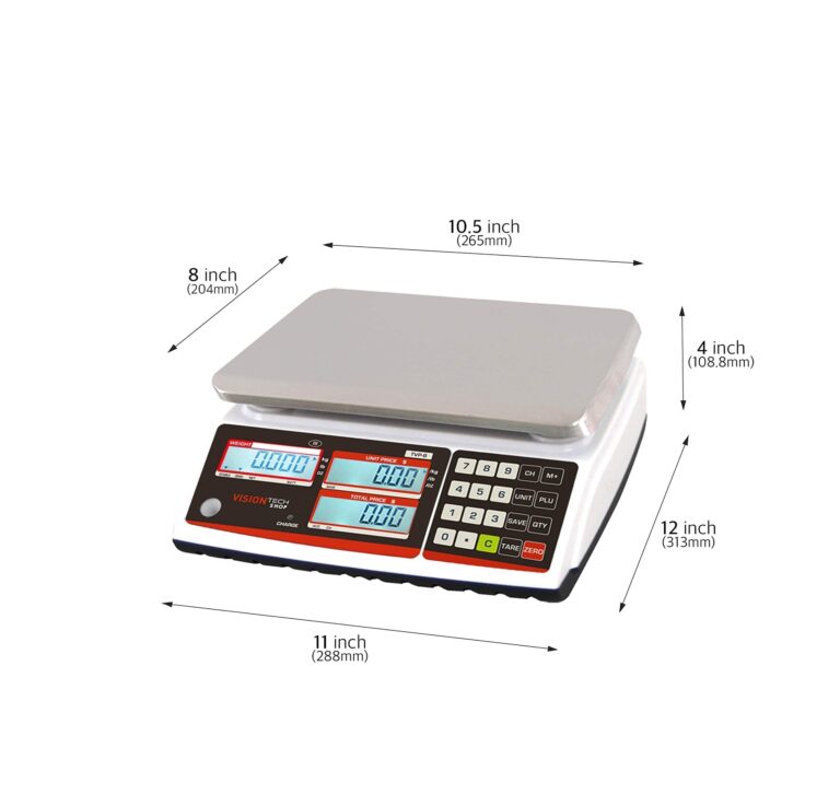 VisionTechShop TVP-60B Price Computing Scale, Lb/Oz/Kg Switchable, 60lb Capacity, 0.01lb Readability, NTEP Legal for Trade COC #19-038, NSF Certified - Image 2