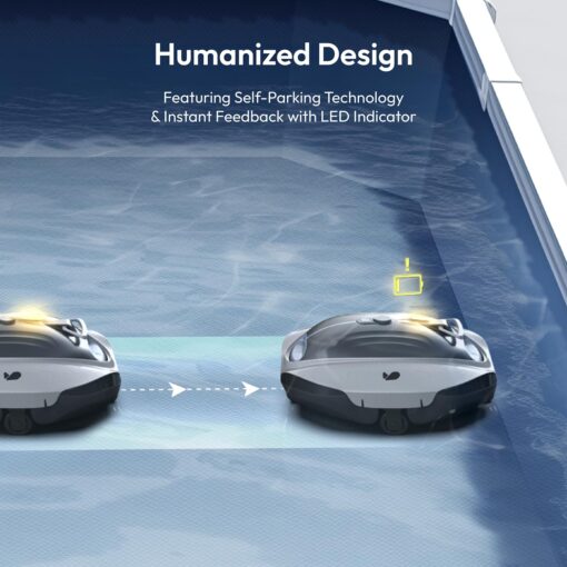 Bubot 300P Robotic Pool Cleaner, Cordless Pool Vacuum with Industry Leading Suction Power, Bluehole Tech, DirtLock Tech, Smart Sensor, Self-Parking for Above-Ground Flat Pools up to 850 Sq.Ft, Silver - Image 5