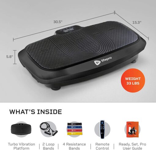 LifePro Turbo 3D Vibration Plate Exercise Machine - Dual Motor Oscillation, Pulsation + 3D Motion Vibration Platform | Full Whole Body Vibration Machine for Home Fitness & Weight Loss. (Black) - Image 5