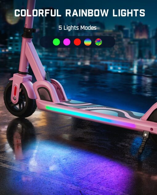 FanttikRide C9 Pro Electric Scooter for Kids 8-12, Adjustable Handlebar Height for Riders 3.9-5.2 ft, 132 lbs, Up to 40 min Continuous Time, 5 Miles Range, 3 Speed Mode 5/8/10 MPH, Pink - Image 9