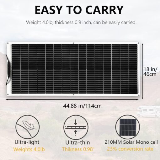 XINPUGUANG Solar Panel 200W 12V Flexible System Kit,2X100W Monocrystalline Fiberglass Module 20A Controller Extension Cable for Off Grid Home,RV,Caravan,Boat and Other Battery Charger（200W - Image 7
