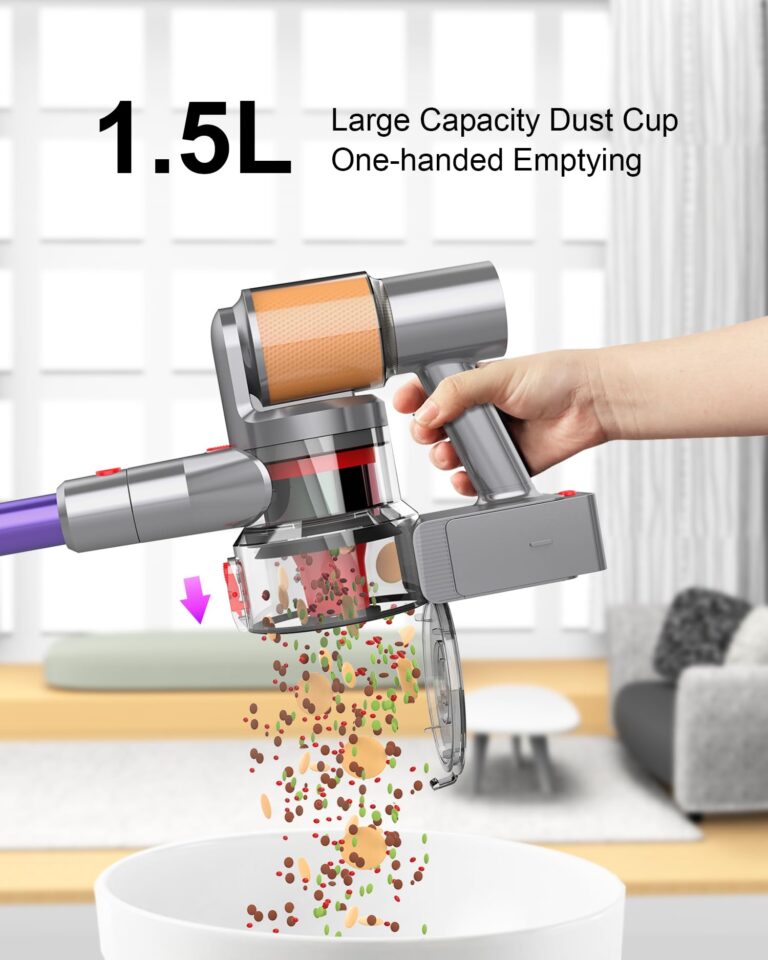 Snowkuna Cordless Vacuum Cleaner, 2 Batteries 120 Mins Runtime, 550W 45KPA Stick Vacuum with Self-Standing, Tangle-Free Brush, LED Display, Vacuum Cleaner for Home Hardwood Floor, Carpet, Pet Hair - Image 3