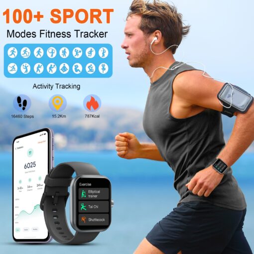 Smart Watch(Answer/Make Calls), 1.91" Smartwatches for Men Women, Fitness Tracker with 110+ Sport Modes, IP68 Waterproof, Heart Rate/Sleep/Spo2 Monitor, Pedometer, Activity Tracker for Android iOS - Image 5