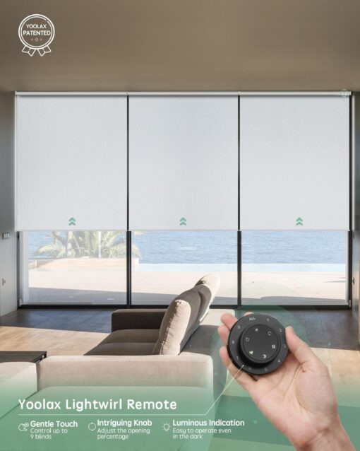 Yoolax Smart Coupled Roller Shades Compatible with Alexa Google, Motorized Blinds with Remote Blackout Coupled Roller Shades for X-Large Windows, Custom Size (XL Coupled-White) - Image 5