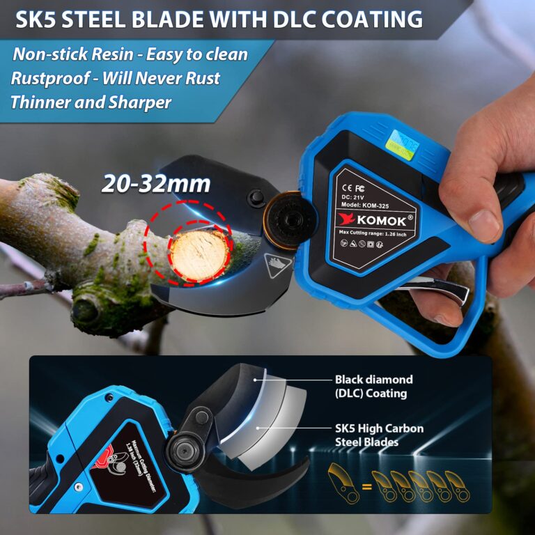 KOMOK Electric Pruning Shears, Professional Cordless Electric Pruner, Battery Powered Tree Branch Cutter with 2pcs 2Ah Battery, 1.26 Inch Cutting Diameter, up to 10 Working Hours - Image 7