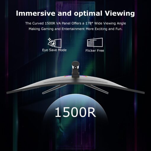 Raywego 34 inch Curved Ultrawide Computer Gaming Monitor 165Hz,UWQHD 3440x1440,1500R -PIP,1ms (MPRT),HDR, 300nits, sRGB99%,FreeSync,HDMI2.0(TMDS) x2,DP1.4 x2,Eye Care,VESA,Support Lifting Base - Image 6