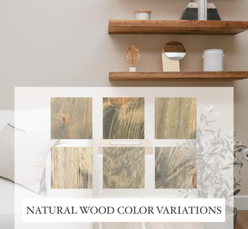 Urbandi Modern Floating Shelves 3 Inches Thick for Wall, Wide Shelves for Kitchen, Living Room, Bedroom, and Bathroom, Natural Pine Wood, Rustic Wooden Shelf, (Set of 2) (Aged Barrel, 48Lx3Hx8D) - Image 4
