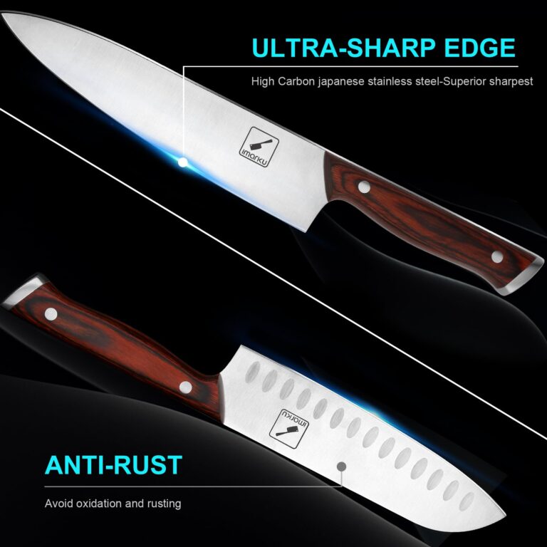 imarku Knife Set, 16-Piece Japanese Kitchen Knife Set, Ultra Sharp Chef Knife Set for Kitchen, High Carbon Stainless Steel Knife Block Set with Sharpener - Image 9