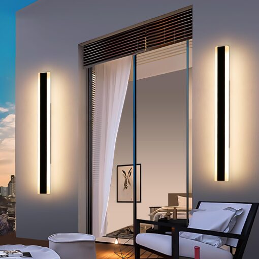 Mikeru 2Pack 47inch Outdoor Wall Light Fixtures, 3000/4500/6000K 3 Color Modern Black Linear Wall Lights Front Porch Light Wall Mounted Led Lighting for Basement, Shop,Garage Lighting