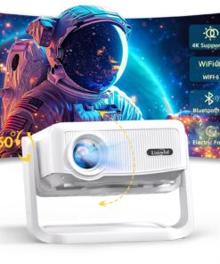 Projector with WiFi and Bluetooth,Mini-Projector: [550 ANSI & 360°Adjustable-Stand & Electric Focus & Auto Keystone], Lisowod L02 2025 Upgrade Portable 1080P Outdoor Movie Projector for Phone/TV Stick