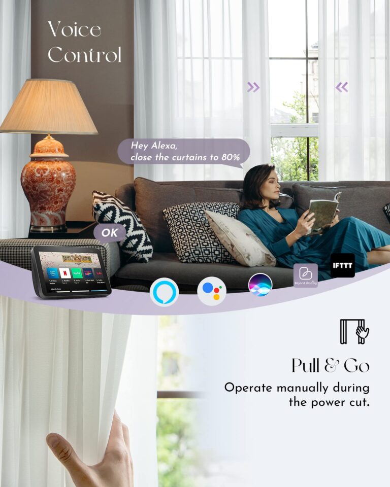 Graywind Hardwired Smart Curtains Motorized Sheer Curtains with Remote Alexa Google Control for Sliding Sheer Drapes One-Way or Split Draw, Custom Width to 220" (Sheer Solid White) - Image 6