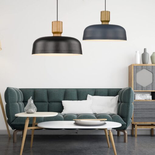 Darkaway Large Industrial Pendant Light Fixtures with Hammered Metal Shade, 2Pack Black 18.1inch Oversized Pendant Lighting for Kitchen Island Hanging Lamp Adjustable Height - Image 3