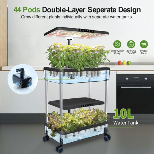 Hydroponics Growing System Indoor Garden - DRYADES 44 Pods Herbs Garden Kit Indoor with LED Grow Light Grow Anything Plants Germination Kit (No Seeds) Harvest Vegetable Lettuce for Home Kitchen - Image 6