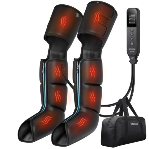 CINCOM Leg Massager with Heat and Compression, Leg Massager for Circulation and Pain Relief FSA HSA, 3 in 1 Air Compression Boots for Leg Calf & Foot Recovery Edema Relief, Gifts