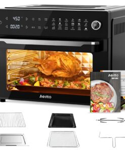Aeitto® 32-Quart PRO Large Air Fryer Oven| Toaster Oven Combo | with Rotisserie, Dehydrator and Full Accessories | 19-In-1 Digital Airfryer | Fit 13" Pizza, 9pcs Toast, 1800w, Black