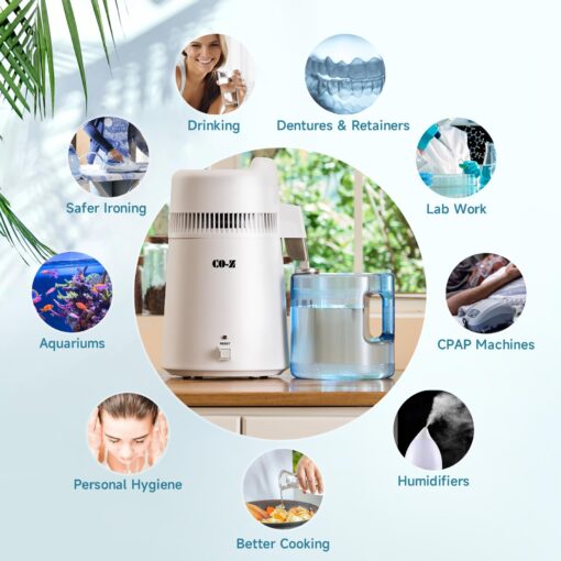 CO-Z 6L Water Distiller, Larger 1.6 Gal Countertop Home Distillers, Distilling Pure Water Machine for Home Table Desktop, Distilled Water Making Machine, Water Purifier to Make Clean Water for Home - Image 3