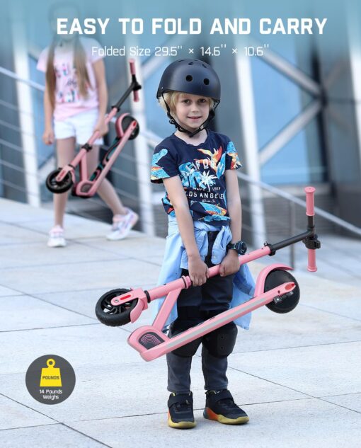 FanttikRide C9 Pro Electric Scooter for Kids 8-12, Adjustable Handlebar Height for Riders 3.9-5.2 ft, 132 lbs, Up to 40 min Continuous Time, 5 Miles Range, 3 Speed Mode 5/8/10 MPH, Pink - Image 3
