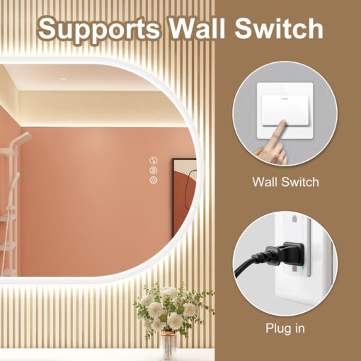 STARLEAD 24"x36" LED-Bathroom-Mirror-with-Lights, Wall-Mounted with Bluetooth Speaker, Anti-Fog, 3 Color Temperature, Dimmable Brightness, Waterproof, Tempered Glass, Frontlit & Backlit, Oval - Image 5