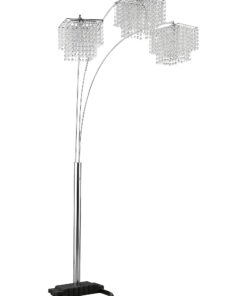 Coaster Home Furnishings Miriam Modern Glam 3-Light Hanging Crystal Drop Shade Arc Floor Lamp Chrome 901484