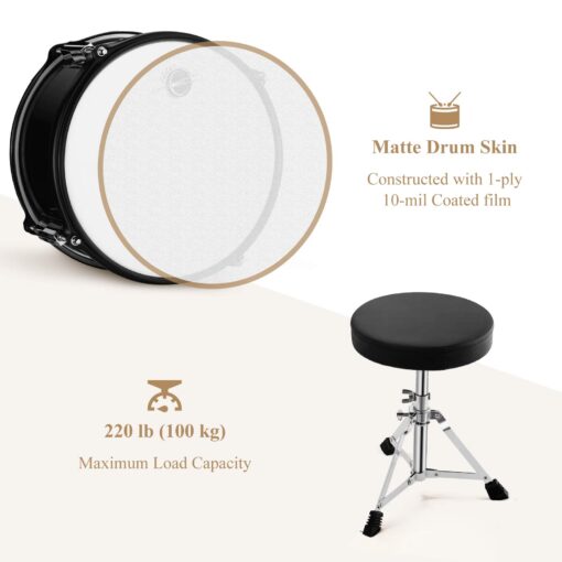 Drum Set Eastar 16 inch 5-Piece, Junior Drum Kit for Beginners Kids Teenagers with Adjustable Throne and Cymbal, Pedal & Drumsticks, Metallic Black (EDS-350BK) - Image 6