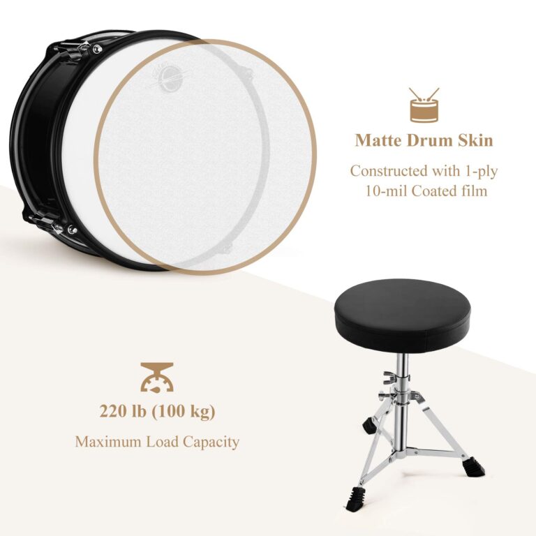 Drum Set Eastar 16 inch 5-Piece, Junior Drum Kit for Beginners Kids Teenagers with Adjustable Throne and Cymbal, Pedal & Drumsticks, Metallic Black (EDS-350BK) - Image 6